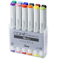 Copic Sketch 12 Basic набор маркеров с кистью в кейсе, базовые цвета