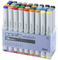 Copic Sketch 36 Basic набор маркеров с кистью в кейсе, базовые цвета