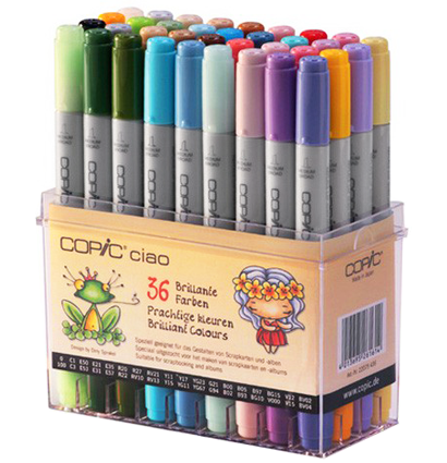 Набор маркеров Copic Ciao Brilliant Colours 36 штук с кистью в кейсе (яркие цвета) за 21 448 руб. купить в Россия.
