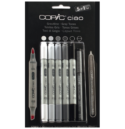 Copic Ciao Grey 6 набор маркеров с кистью, серые цвета + линер за 3 254 руб. купить в Россия.
